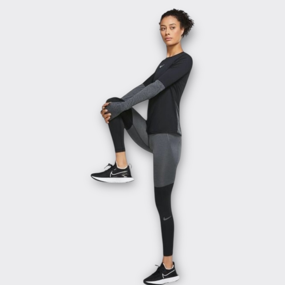 NIKE | Black Gray Running Tights | Dri-Fit Fast Warm Runway XS | Performance